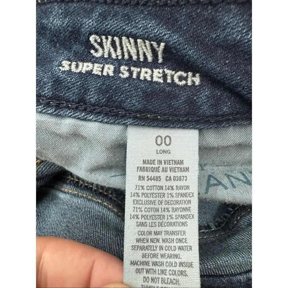 American Eagle Super Stretch Skinny Dark Wash Denim Jeans Size 00 Long - Picture 6 of 7